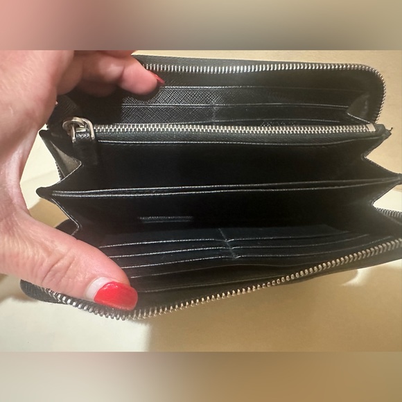 PRADA Black Saffiano Leather
Striped Zip Around Wallet - Picture 8 of 13